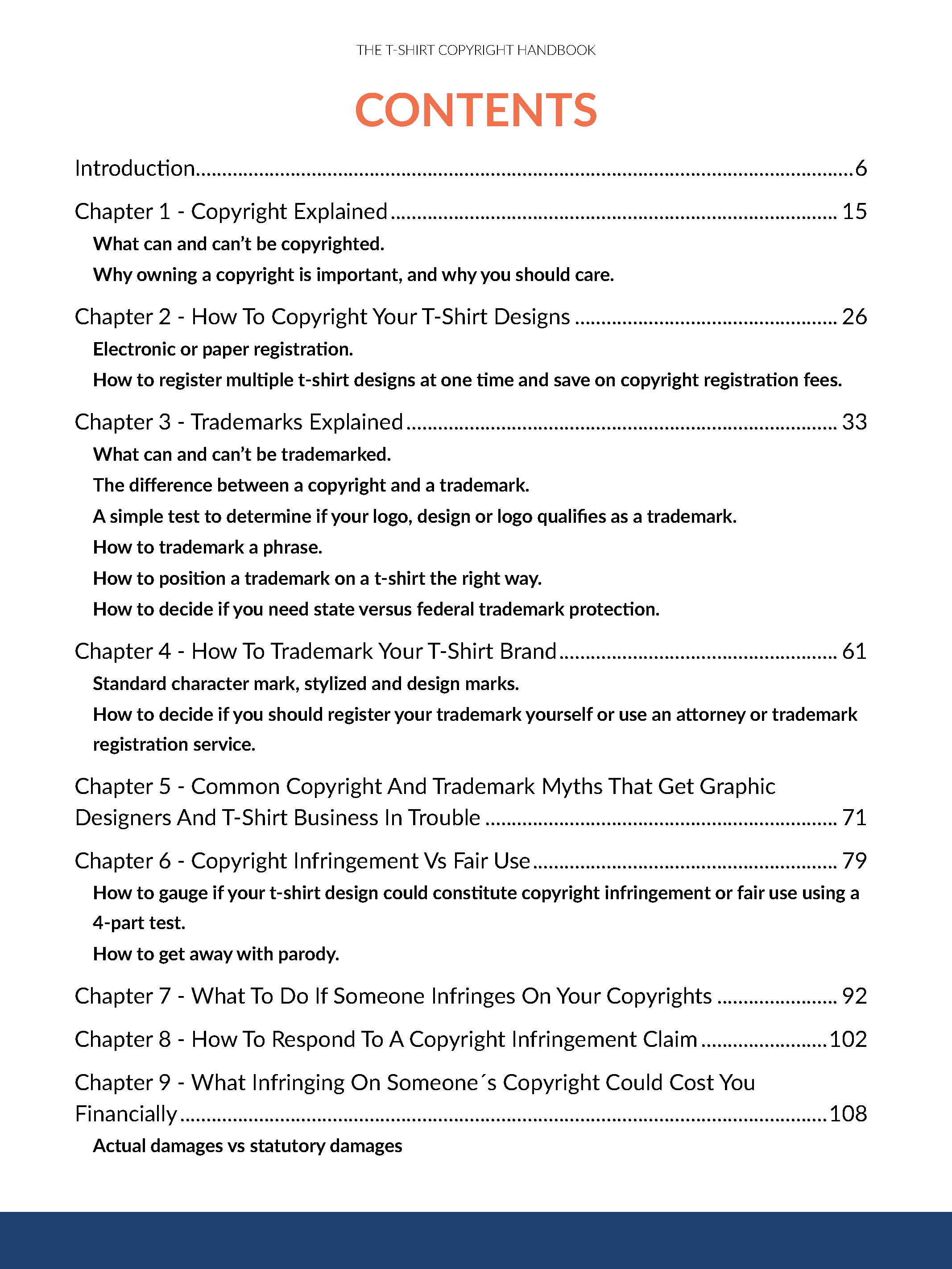 The T-Shirt Copyright Handbook Table of Contents